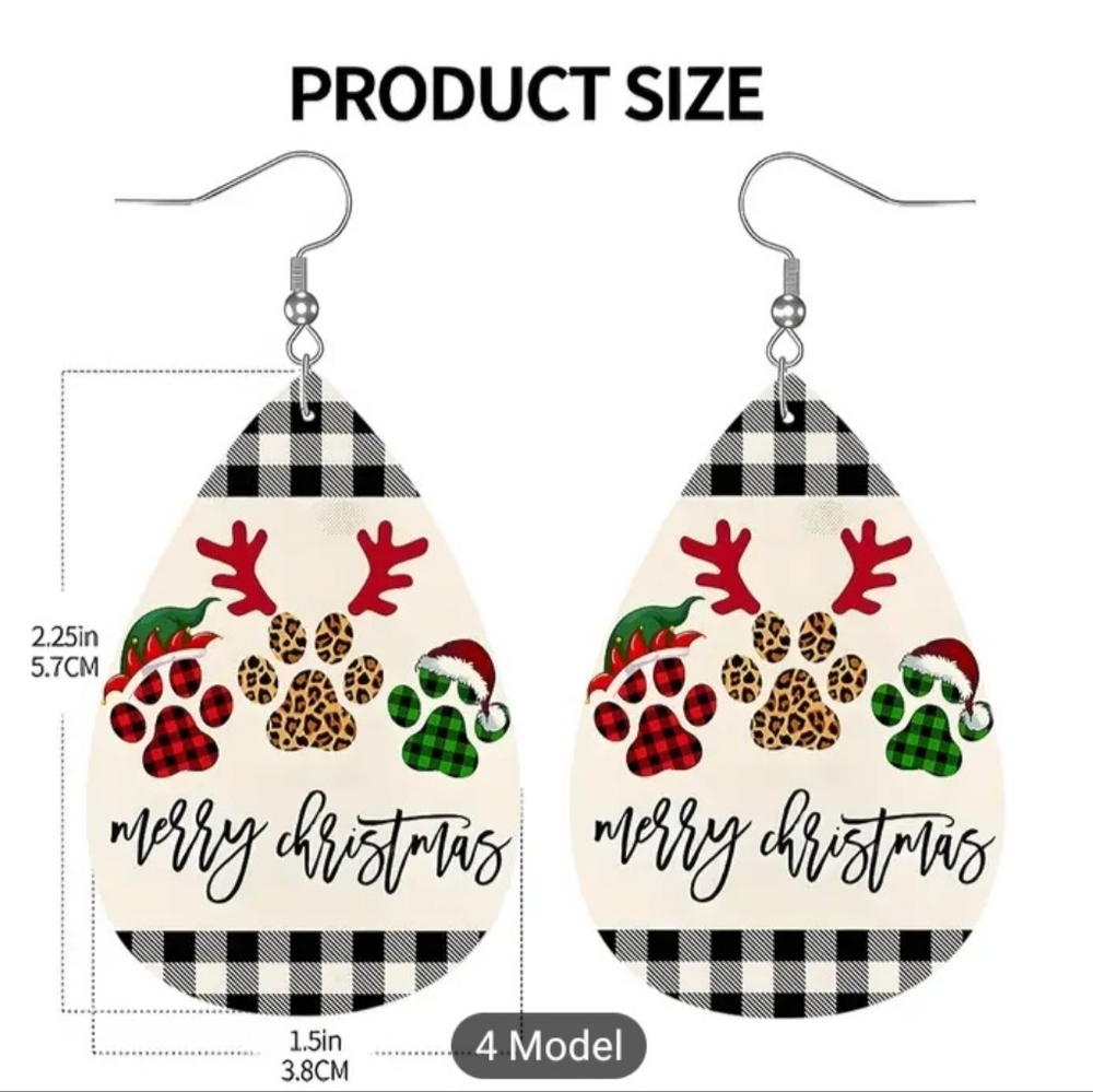 Earrings Snowman faux leather Earrings NIB - Picture 3 of 3